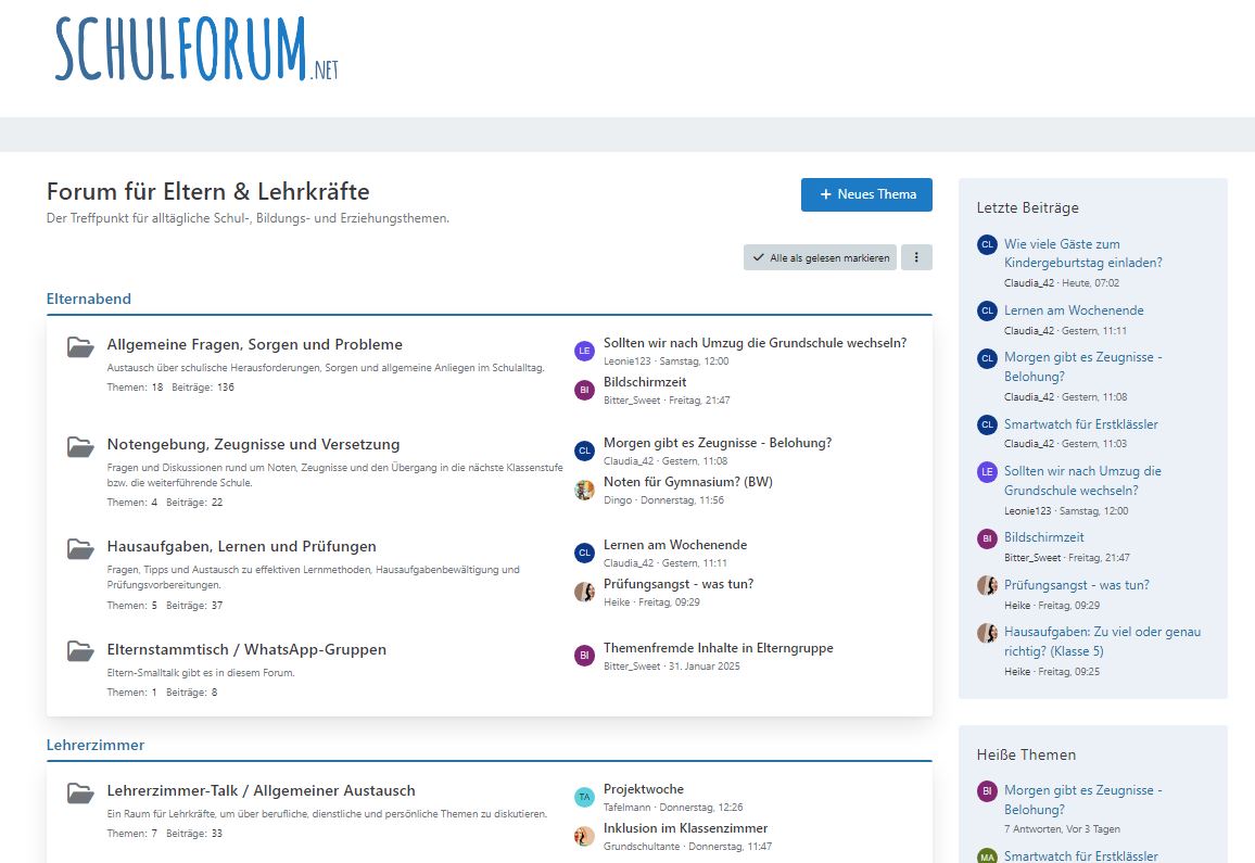 Schulforum.net – Ihre Plattform für den Austausch rund um den Schulalltag